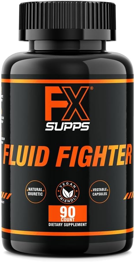 Fluid Fighter Herbal Diuretic Supplement - 90 Capsules with Potassium & Vitamin B6 for Bloating Relief, Hydration Balance & Muscle Cramp Support.