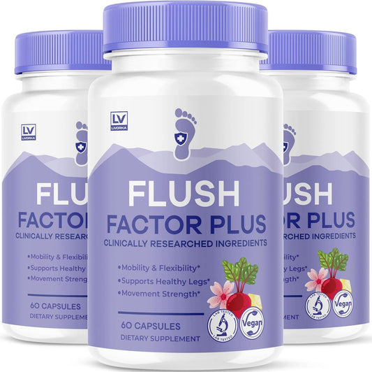 FlushFactor Plus (3 Pack) - All Natural Supplement Support Capsules for 3 Months - 180 Capsules