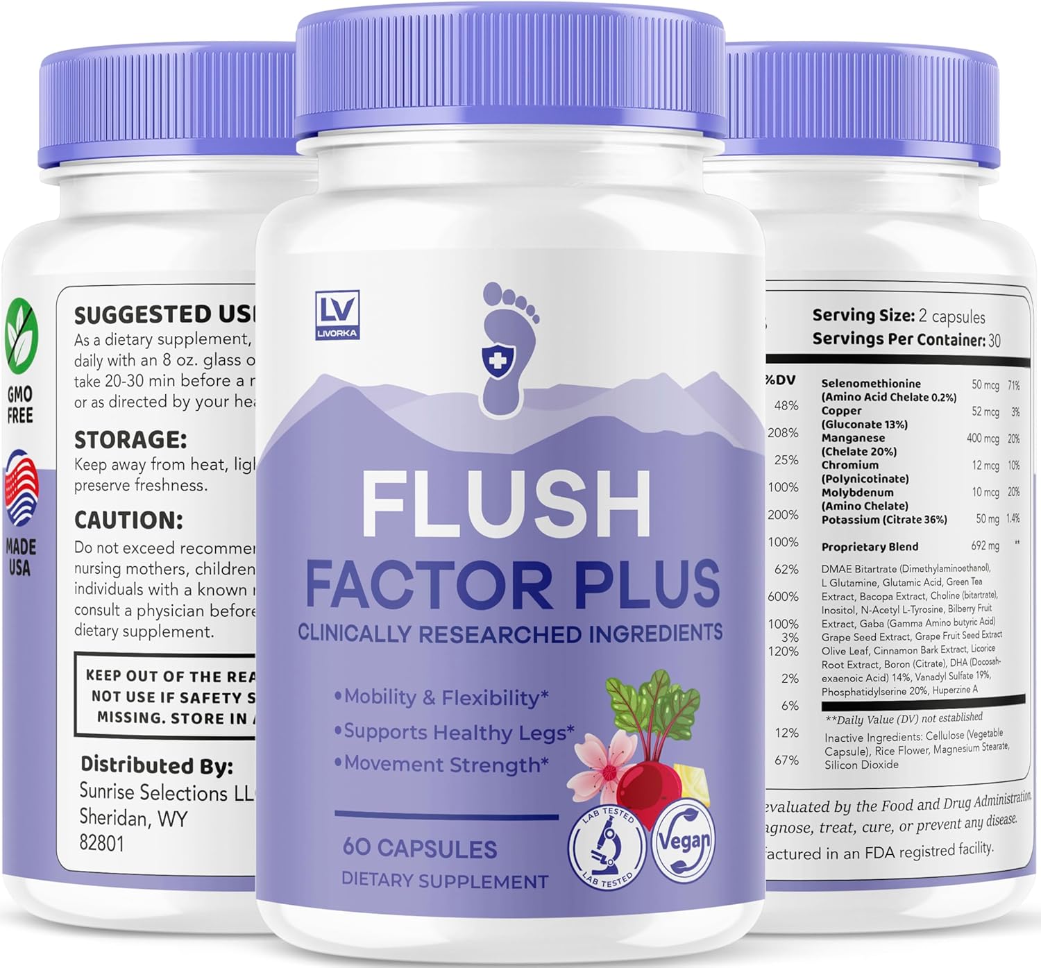 FlushFactor Plus (3 Pack) - All Natural Supplement Support Capsules for 3 Months - 180 Capsules