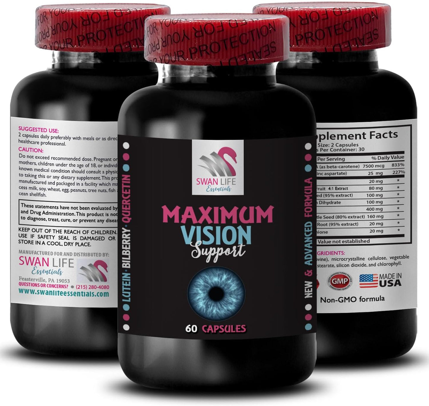 Focus Enhancer Supplement - Crystal Clear Vision Support for Eye Strength and Sharp Vision - 2 Bottles x 120 Capsules
