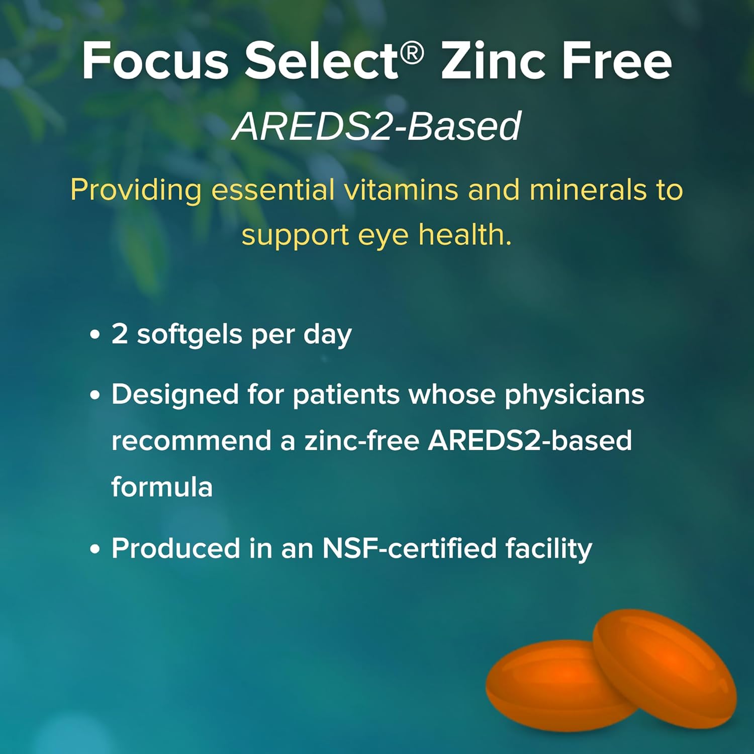Focus Vision Support Zinc-Free Softgel Capsules 2-Pack | AREDS2 Based Eye Vitamin | Macular Generation Support | Easy to Swallow Formula
