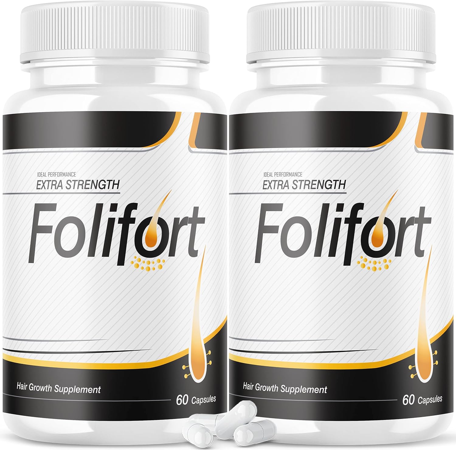 Folifort Hair Growth Pills (2 Pack) - Extra Strength Vitamins Supplement for Ideal Performance - 120 Capsules