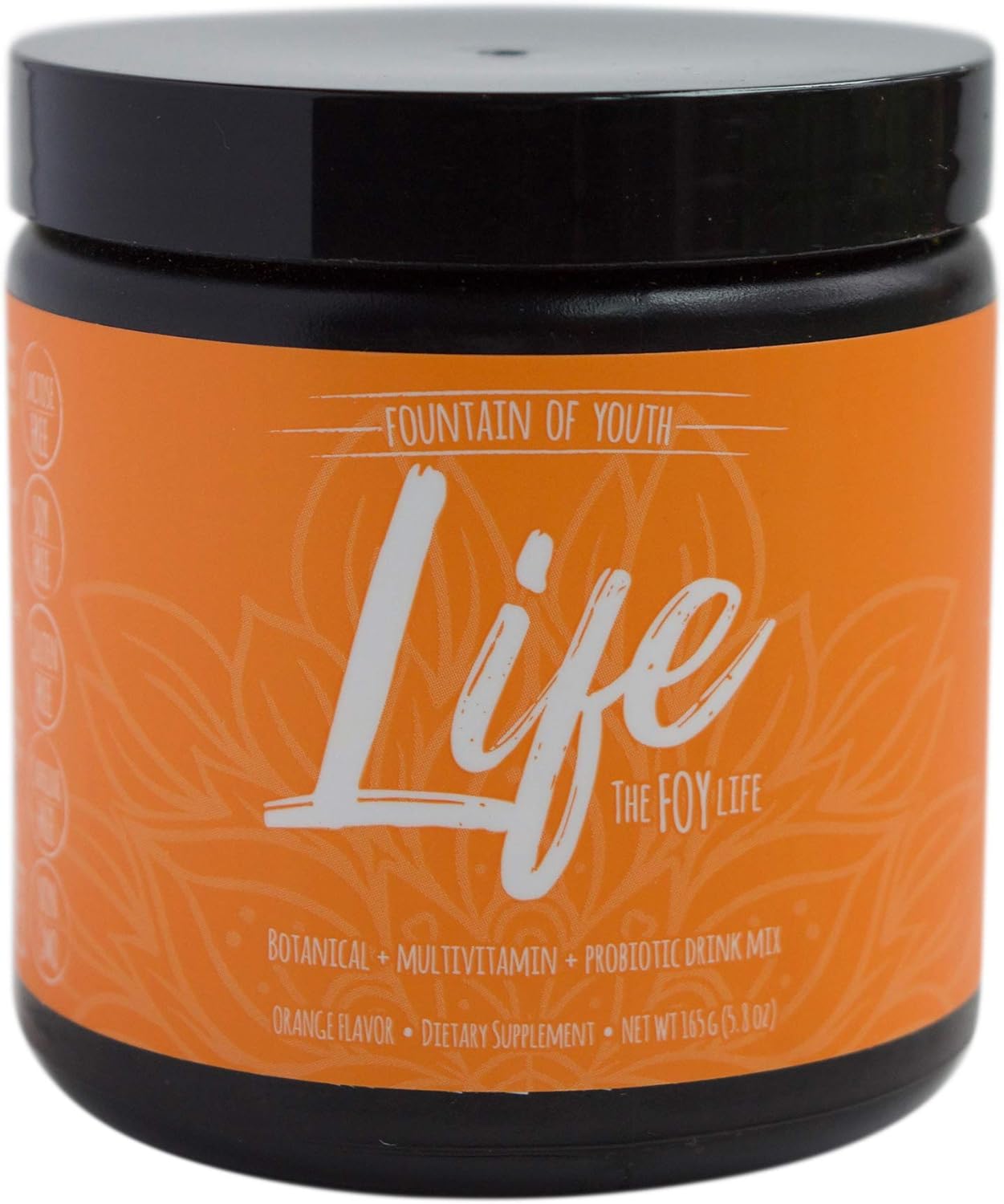 Foy LIFE: All-in-One Supplement Drink Mix with Essential Vitamins, Minerals, Botanicals, Antioxidants, and Probiotics for Energy, Vitality, and Immunity - Orange Flavor