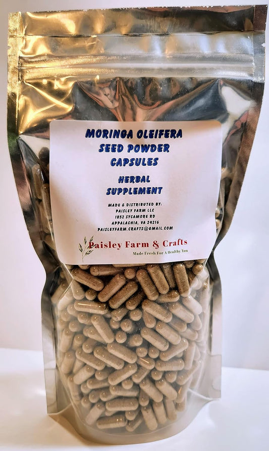 Freshly Made Paisley Farm and Crafts Moringa Oleifera Malunggay Seed Powder Capsules - 600 Count
