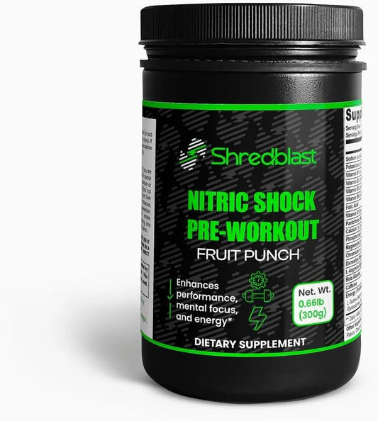 Fruit Punch Shredblast Pre-Workout Powder - Energy & Focus Formula, Keto-Friendly, 30 Servings