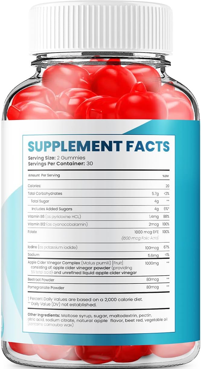 Fuel Smart ACV Gummies Supplement with Apple Cider Vinegar 1000MG + Vitamin B12 - Weight Management Gummies for Keto Diet (2 Pack - 120 Gummies)