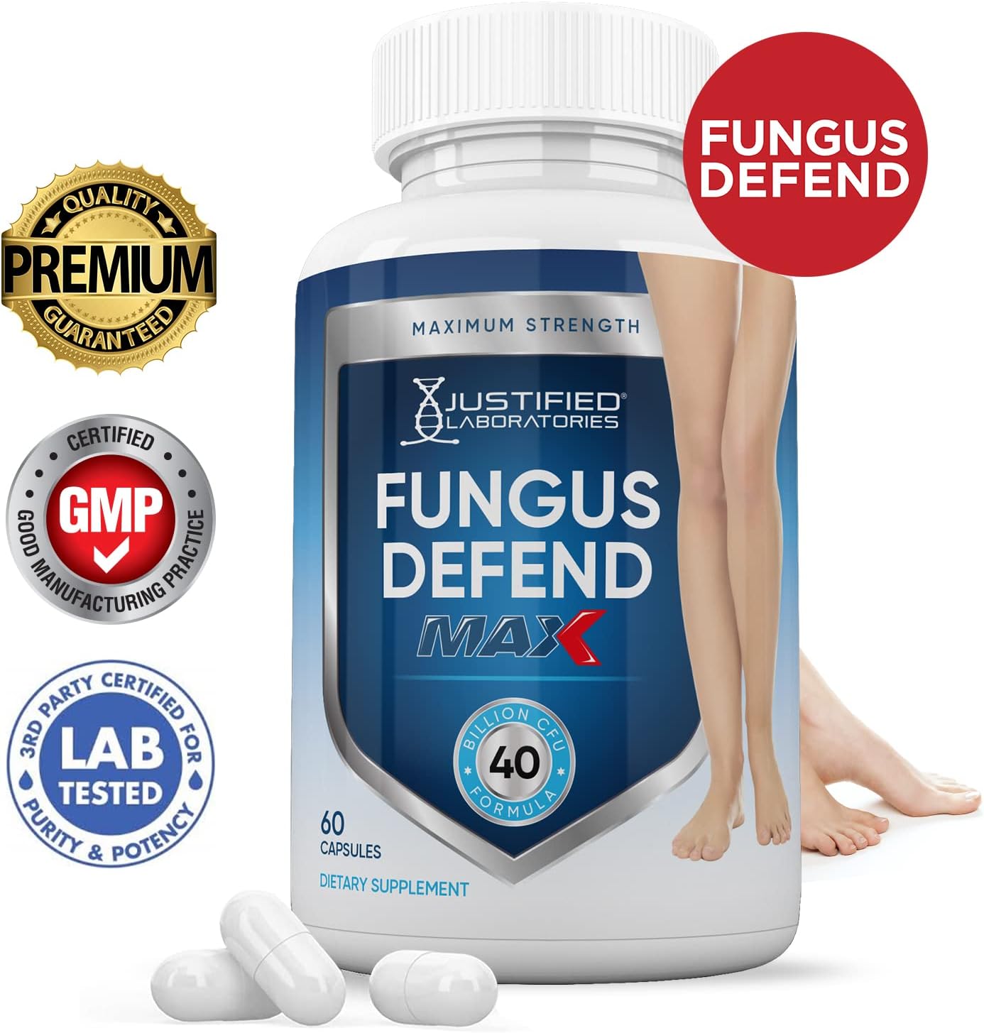 Fungus Defend Max Probiotic Pills - 40 Billion CFU, 60 Capsules by Justified Laboratories