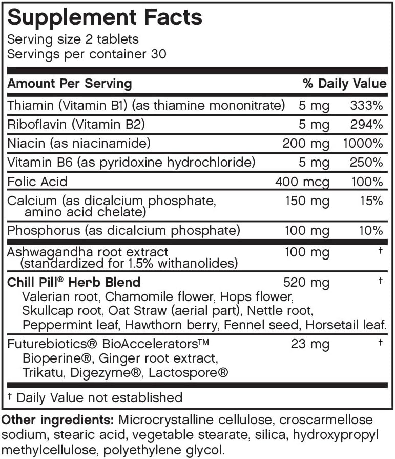 Futurebiotics Chill Pill: Calmness Formula - 60 Vegetarian Tablets for Relaxation