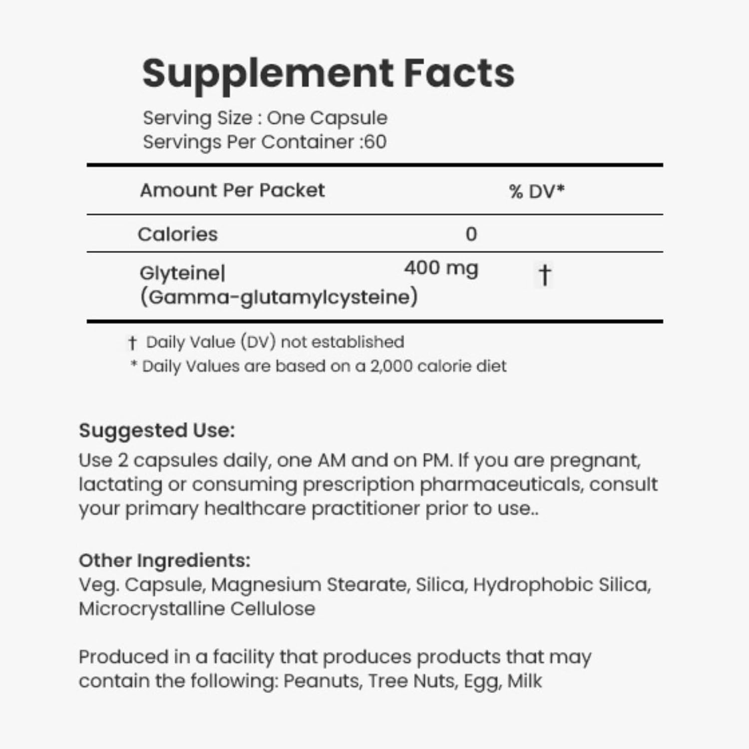 G Glyteine 400mg Glutathione Supplement for Cellular Support - Antioxidant Boost - 270 Capsules