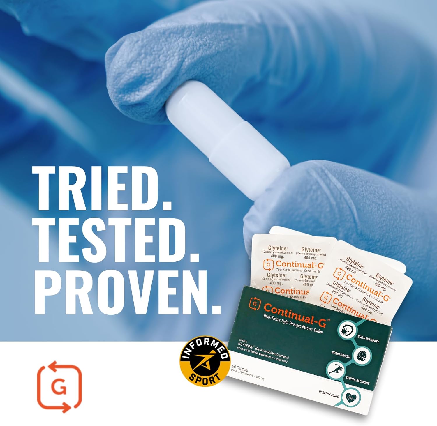 G Glyteine 400mg Glutathione Supplement for Cellular Support - Antioxidant Boost - 270 Capsules