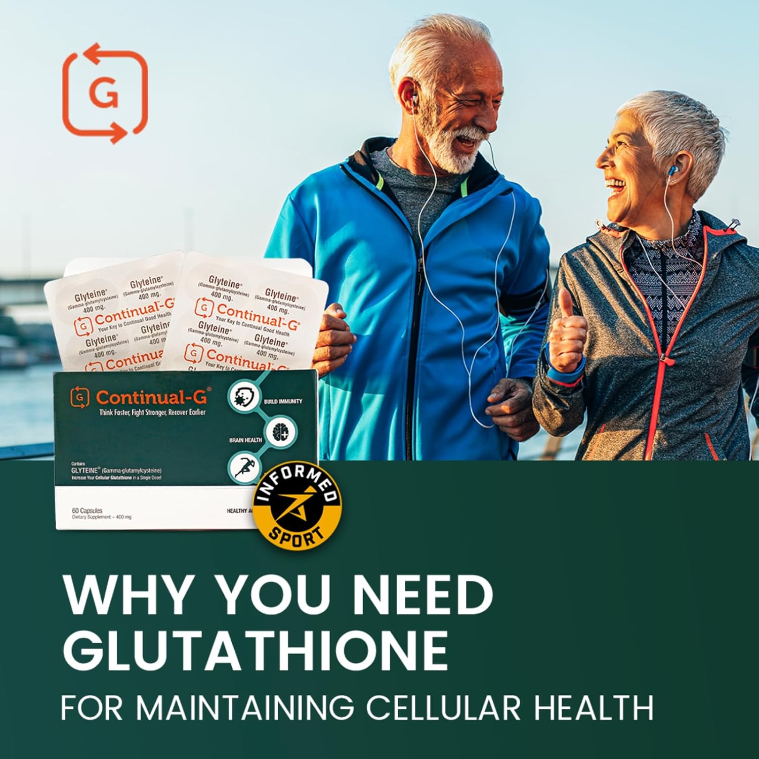 G Glyteine 400mg Glutathione Supplement for Cellular Support - Antioxidant Boost - 270 Capsules