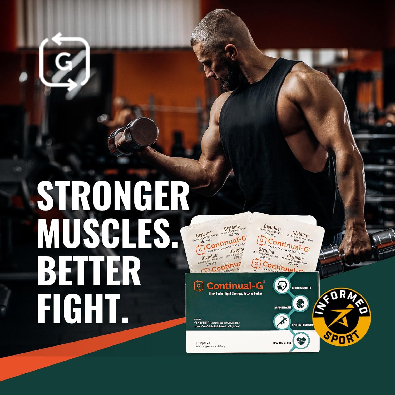 G Glyteine 400mg Glutathione Supplement for Cellular Support - Antioxidant Boost - 270 Capsules