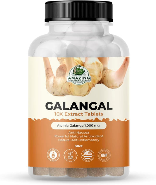 Galangal 10X Extract Tablets 1,000mg - Pure Herbal Supplement for General Wellness - Vegan & Non-GMO - 30 Tablets