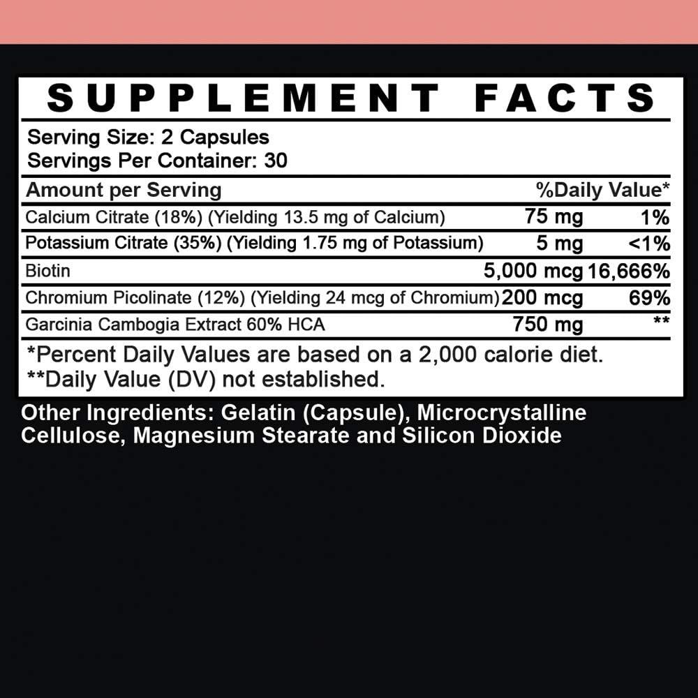 Garcinia Cambogia with Biotin, Calcium, Chromium, and Potassium - 60 Capsules (1-Bottle)