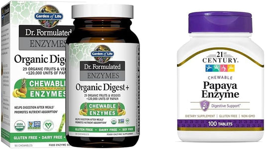 Garden of Life Digestive Enzymes with Papain, Bromelain & Papaya Chewable Tablets - Tropical Flavor, 100 Count