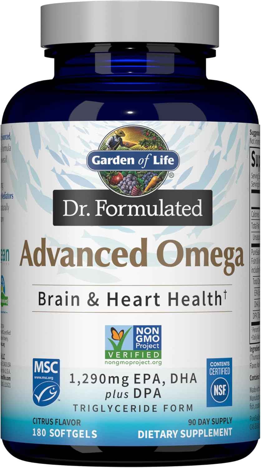 Garden of Life Dr. Formulated Advanced Omega Fish Oil & Raw Vitamin Code Vitamin C, 120 Veg Capsules