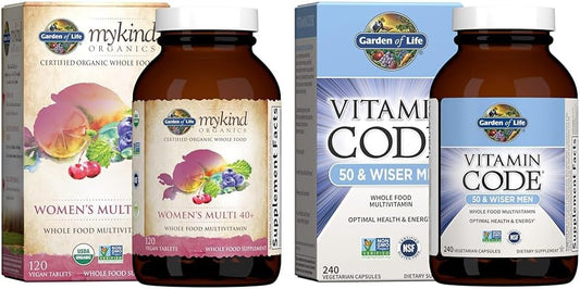 Garden of Life Organics Vitamins for Women 40 Plus & Men 50 Plus - Whole Food Multivitamin Supplements