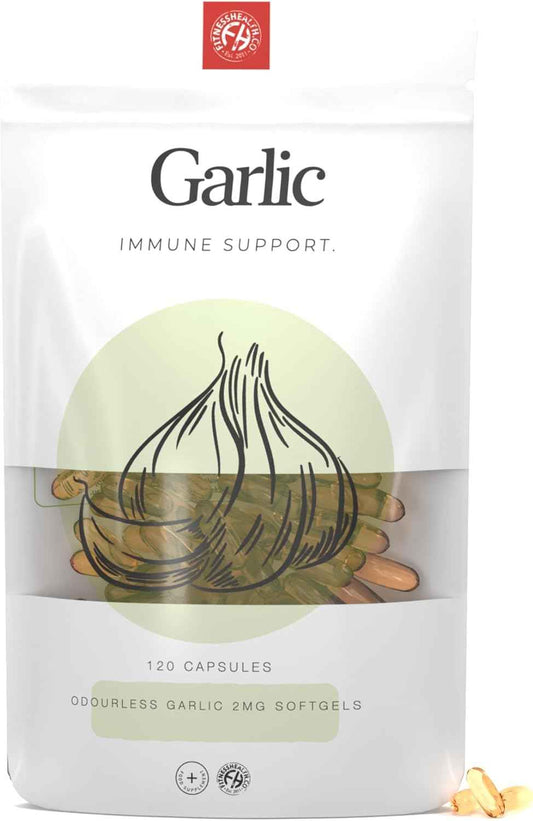 Garlic Capsules Odourless High Strength 2000MCG 120 Capsules- Garlic Extract Supplement - Easy Swallow Garlic Capsules Vegetarian - Non GMO, Gluten Free