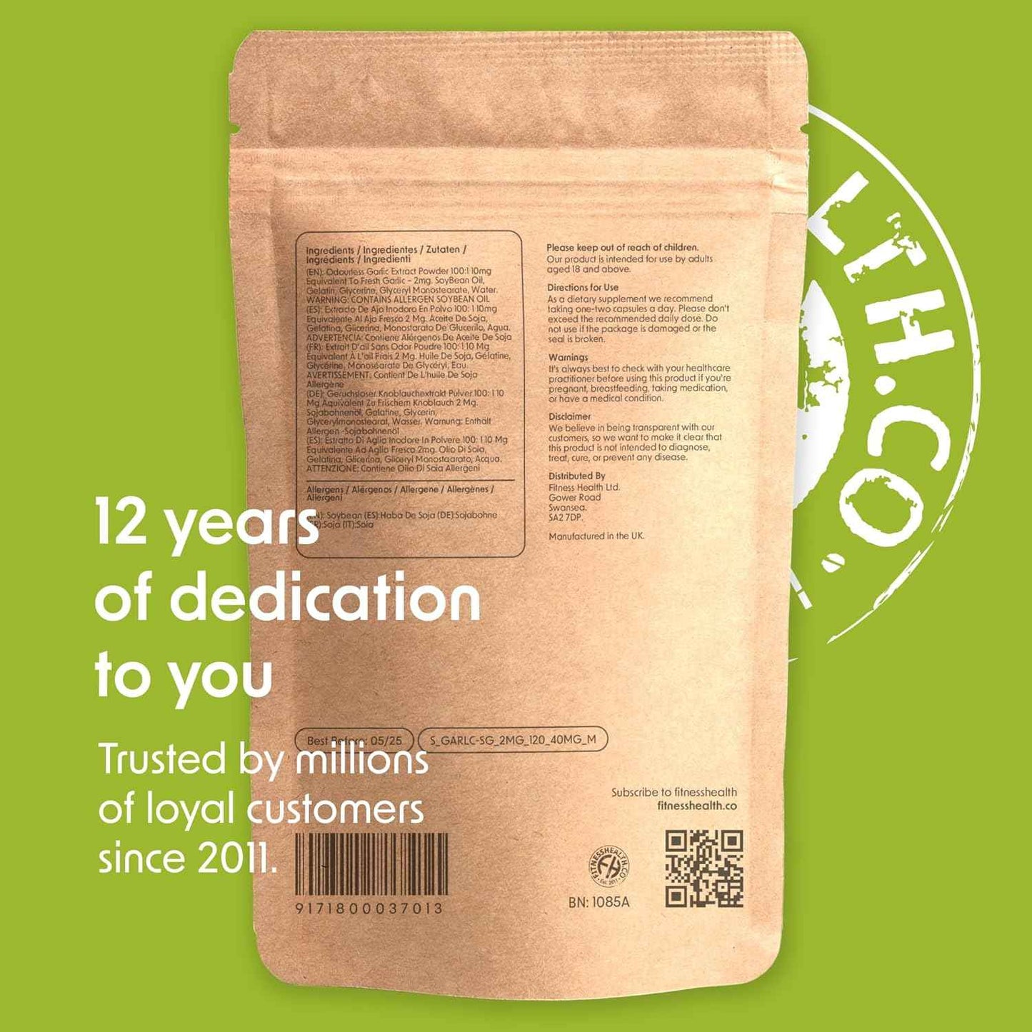 Garlic Capsules Odourless High Strength 2000MCG 120 Capsules- Garlic Extract Supplement - Easy Swallow Garlic Capsules Vegetarian - Non GMO, Gluten Free