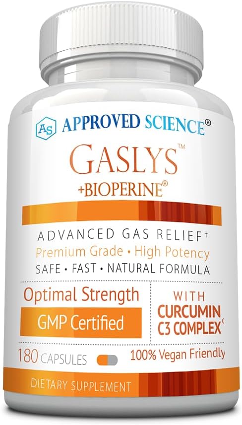 Gaslys Digestive Tract and Stomach Supplement with Artichoke, Ginger, Fennel Seed - 180 Capsules
