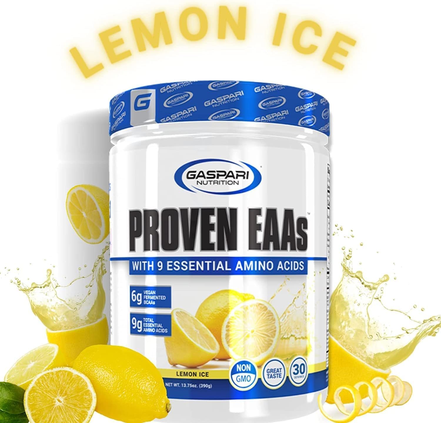 Gaspari Nutrition Vegan Fermented EAAs with Electrolytes for Recovery (30 Servings, Lemon Ice)