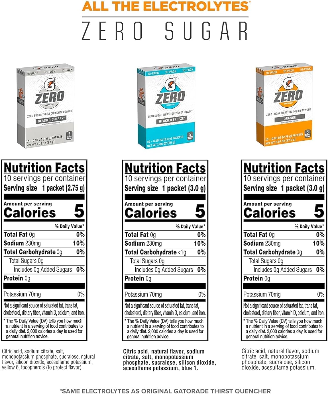 Gatorade Bundle: Stainless Steel Bottle, Neon Blue 32oz & Zero Powder Variety Pack 40 Pack