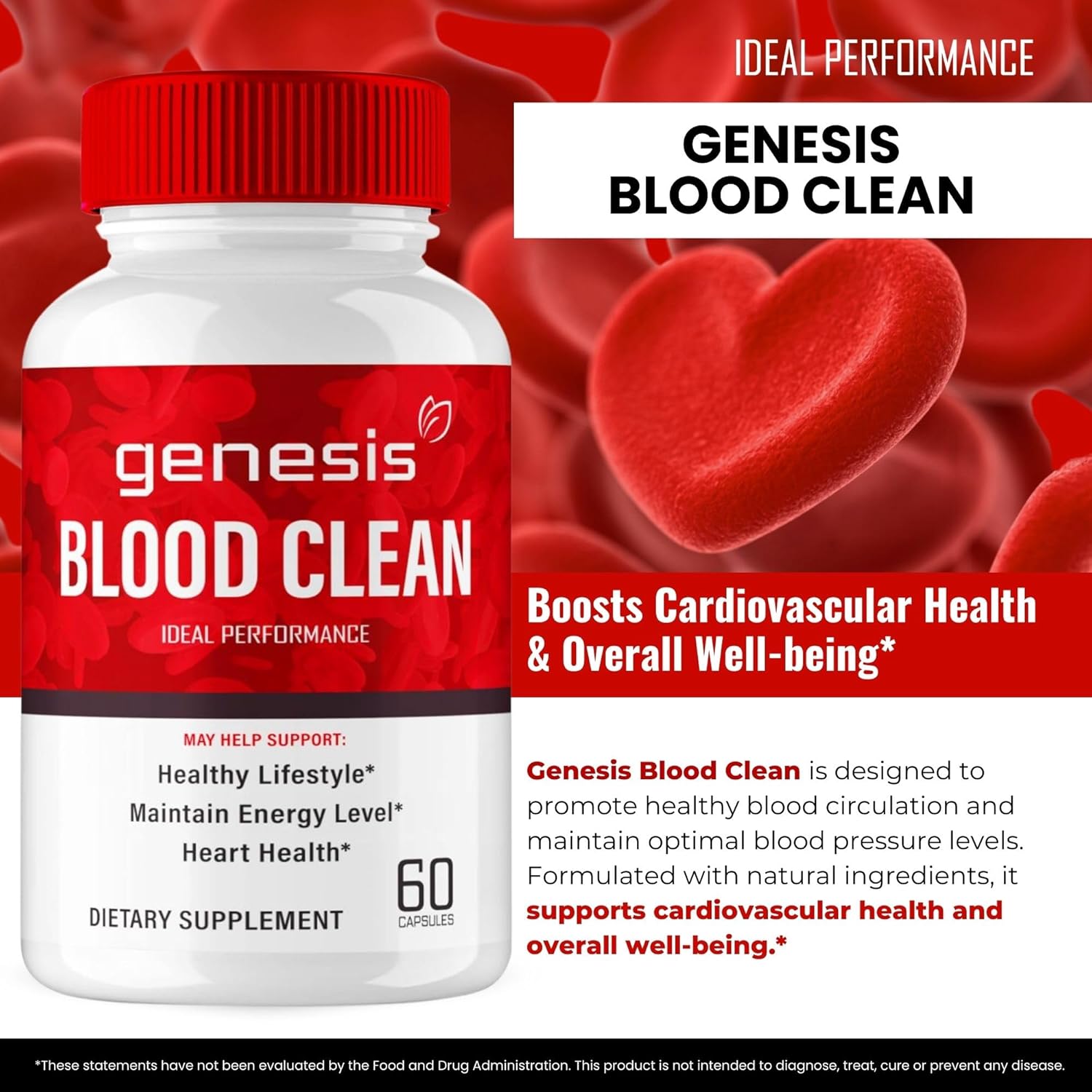 Genesis Blood Clean Capsules - Advanced Formula Supplement for Maximum Strength - Natural Blood Vessel Cleaner - 2 Pack