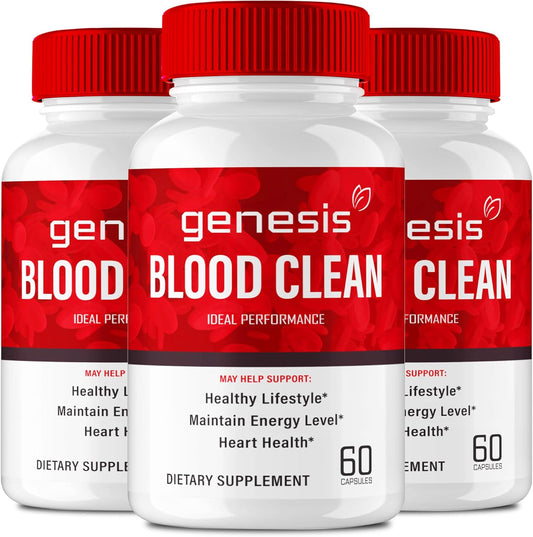 Genesis Blood Clean Capsules - Maximum Strength Blood Vessel Cleaner Supplement (3 Pack)