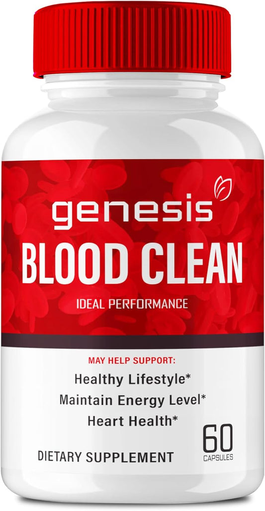 Genesis Blood Clean Capsules - Powerful Natural Blood Vessel Cleaner Supplement - Maximum Strength Formula for Optimal Performance (60 Capsules)