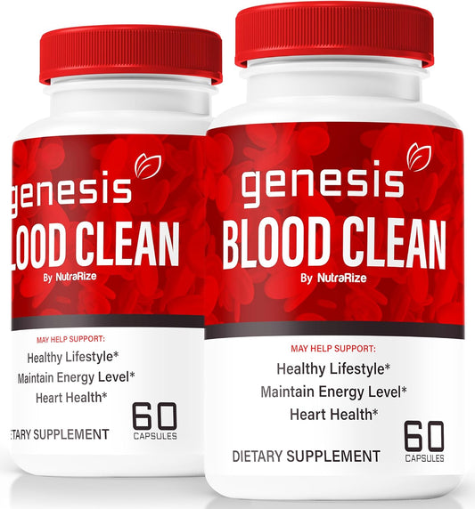 Genesis Blood Clean Capsules (2 Pack) - Official Formula for Detox & Cleanse, Natural Vessel Cleaner - Premium Health Pills (120 Capsules)