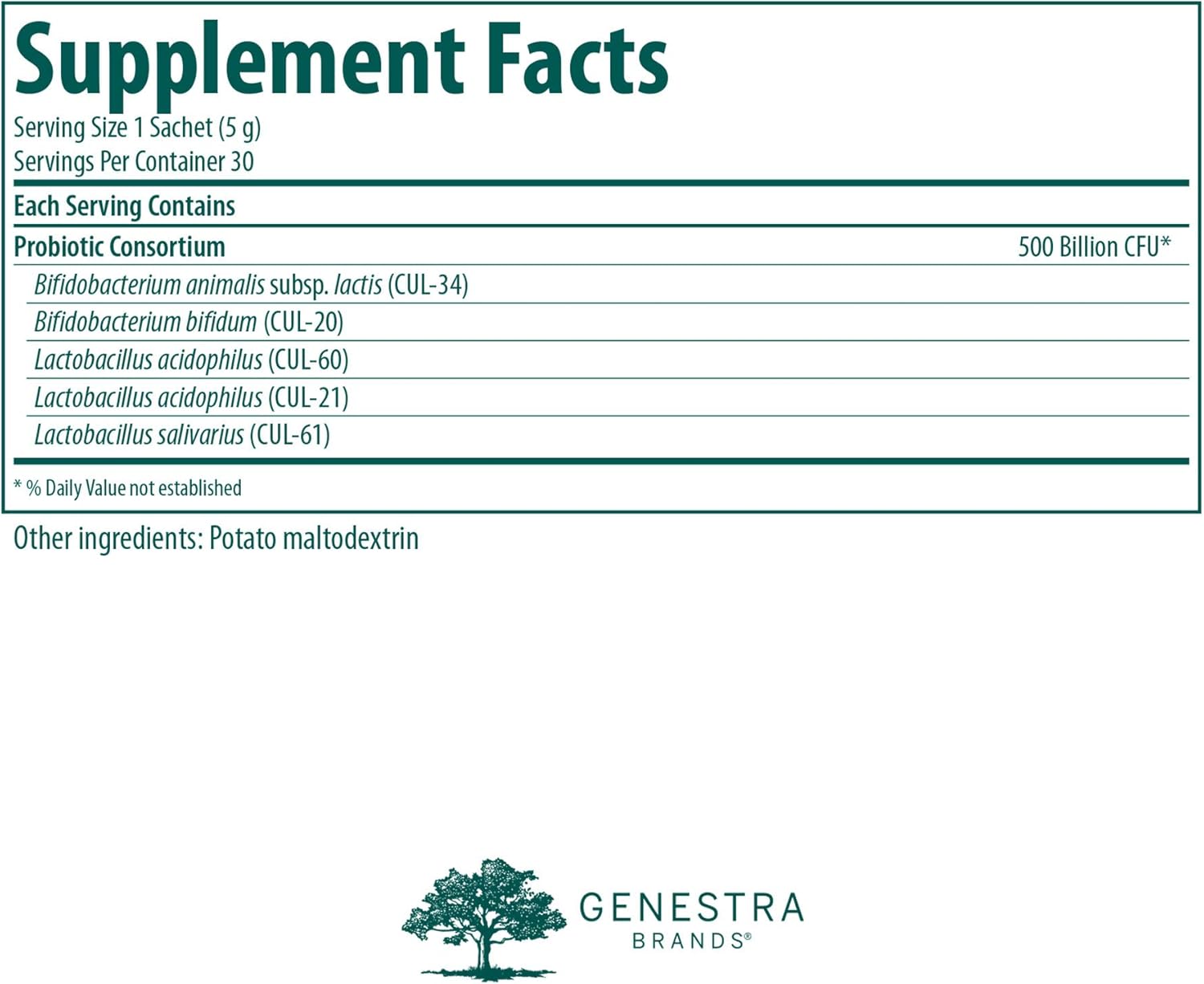 Genestra Brands HMF Intensive 500 Probiotic Supplement - 30 Sachets for Gastrointestinal Health