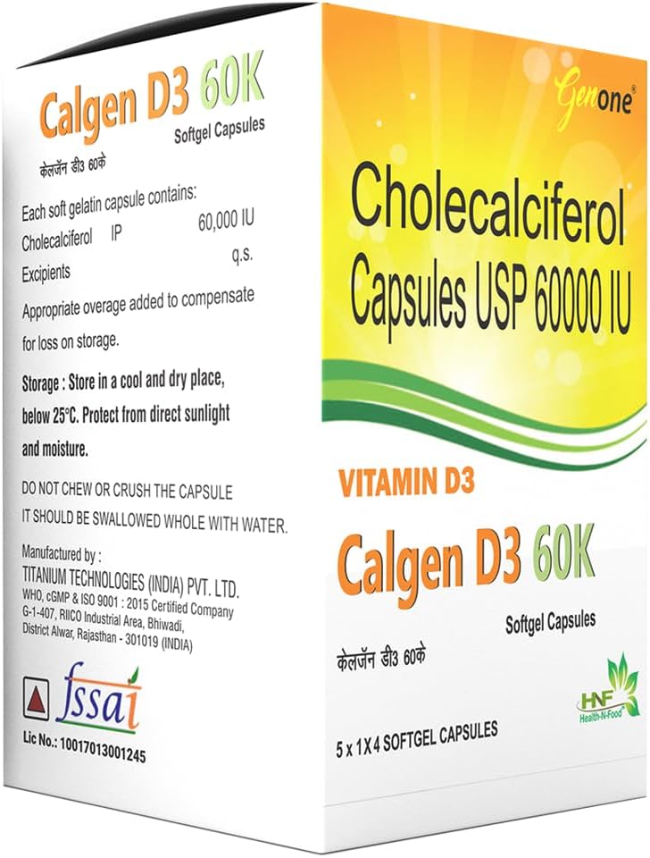 GenOne Calgen D3 Capsules - Immune Support, Bone Health, Muscle Strength (20 Count)