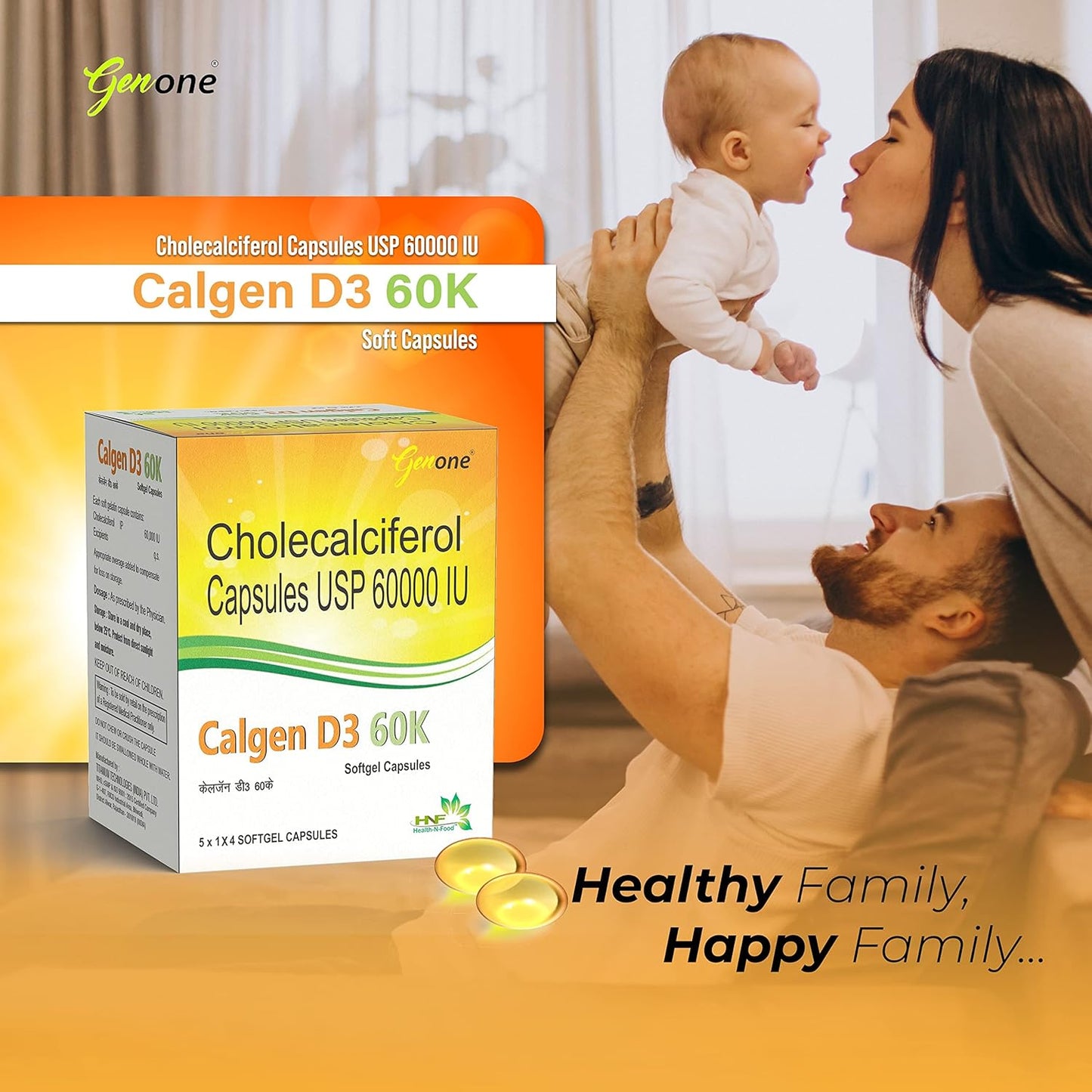 GenOne Calgen D3 Capsules - Immune Support, Bone Health, Muscle Strength (20 Count)