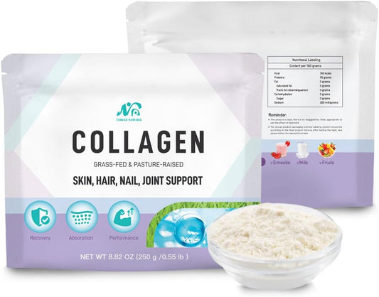German Hydrolyzed Bovine Collagen Powder with Vitamin C & Biotin for Hair, Skin, Nails, and Joints - 8.82 oz