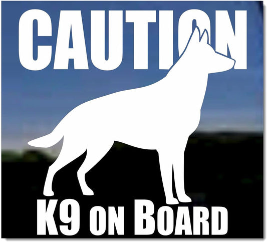German Shepherd Caution K9 Onboard Vinyl Window Decal Sticker by NickerStickers