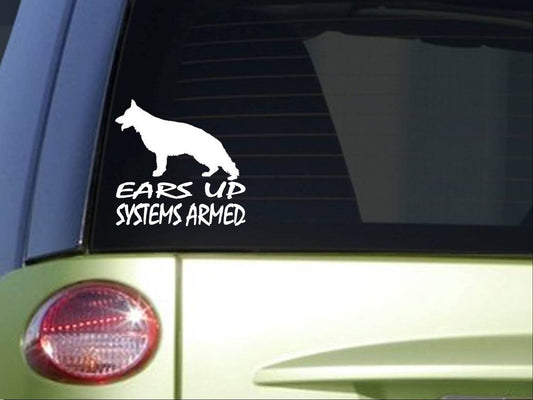 German Shepherd Ears Up Sticker Decal for Schutzhund Systems 6x6 Inch - EZ-STIK I862
