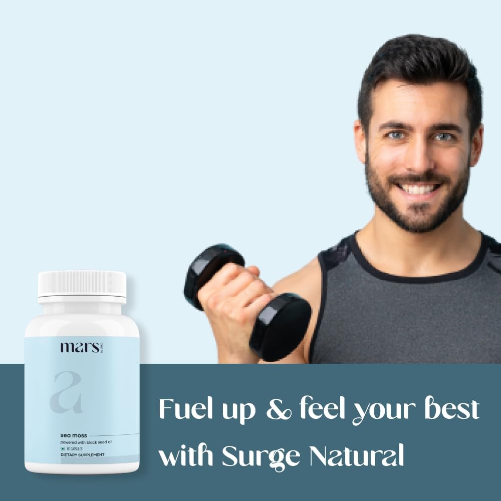 GHC Sea Moss Caps with Black Seed Oil, Ashwagandha, Vitamin D3 | 84 Essential Minerals | Overall Well-Being - 60N