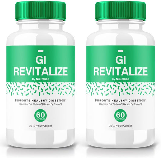 GI Revitalize Pro Pills - Advanced Formula for Healthy Digestion - 2 Pack NutraRize Supplement (120 Capsules)