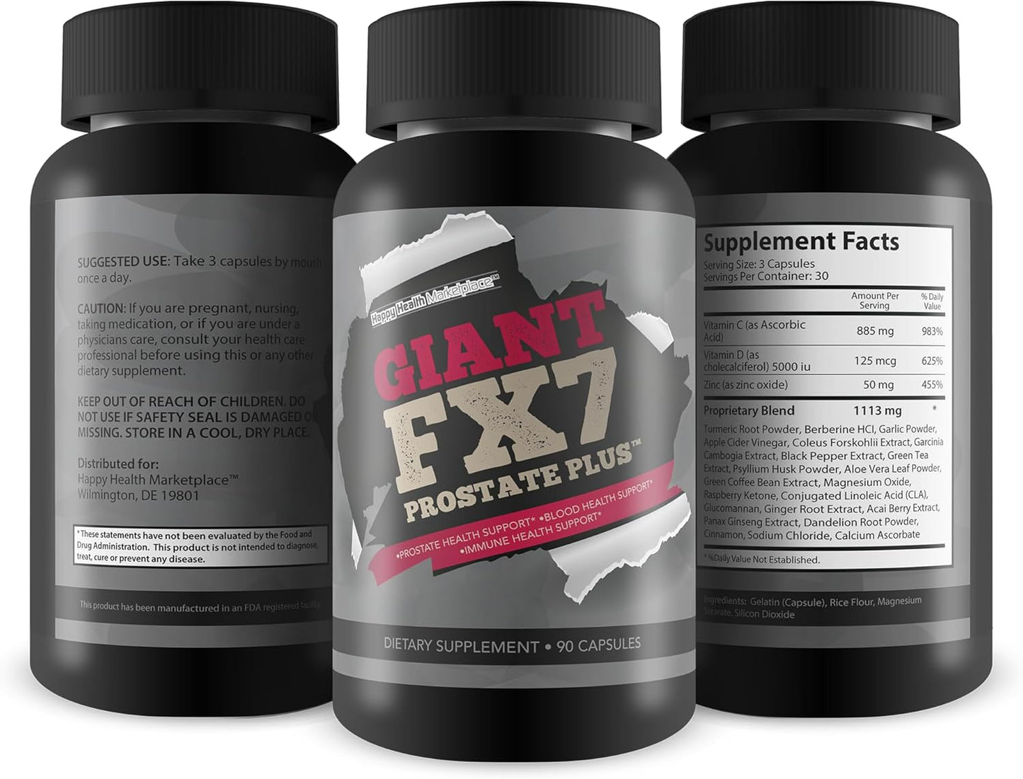 Giant FX7 Prostate Plus - Prostate Supplements for Energy, Endurance, and Healthy Function - With Zinc for Male Prostate Support