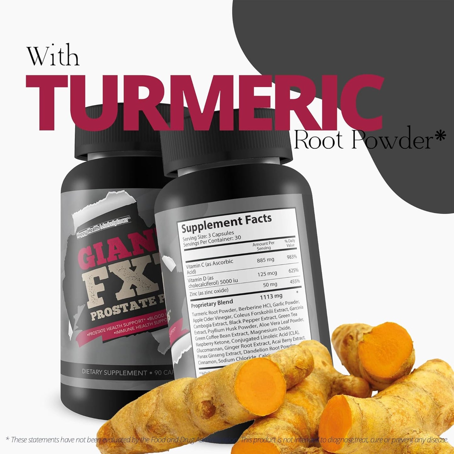 Giant FX7 Prostate Plus - Prostate Supplements for Energy, Endurance, and Healthy Function - With Zinc for Male Prostate Support