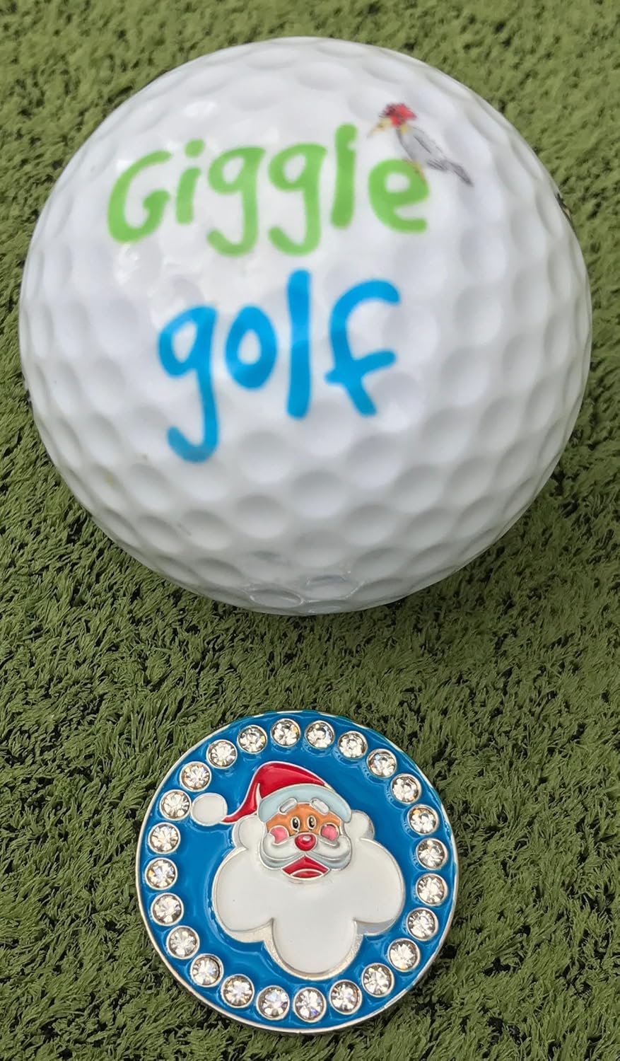 Giggle Golf Holiday Bling Golf Ball Marker Set - Festive Gingerbread Man, Snowman, and Santa Markers Included