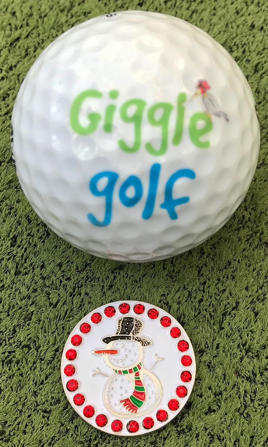 Giggle Golf Holiday Bling Golf Ball Marker Set - Festive Gingerbread Man, Snowman, and Santa Markers Included