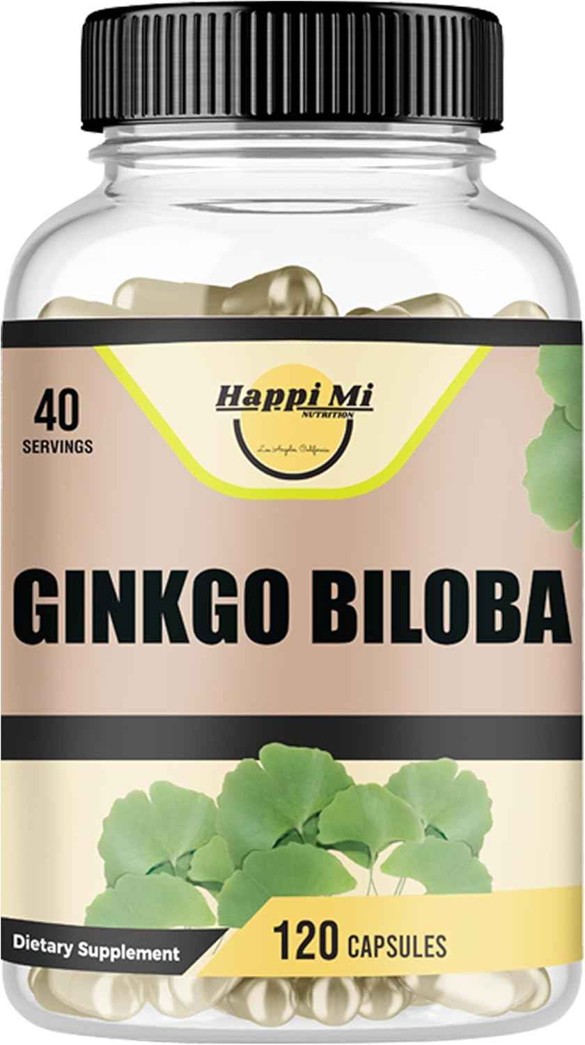 Ginkgo Biloba 1800mg, Ginkgo Biloba Organic, Memory & Brain Function Support, Improves Concentration and Cognitive Support, Clarity, 120 Veggie Caps, Non GMO, 120Caps