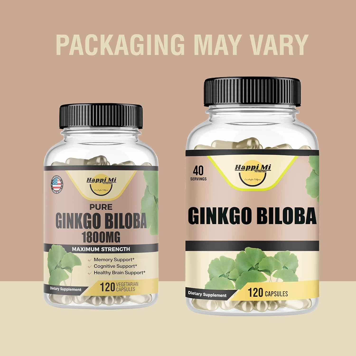 Ginkgo Biloba 1800mg, Ginkgo Biloba Organic, Memory & Brain Function Support, Improves Concentration and Cognitive Support, Clarity, 120 Veggie Caps, Non GMO, 120Caps