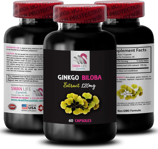Ginkgo Biloba Extract Capsules - Natural Antioxidant Formula - Herbal Wellness Support - 60 Capsules