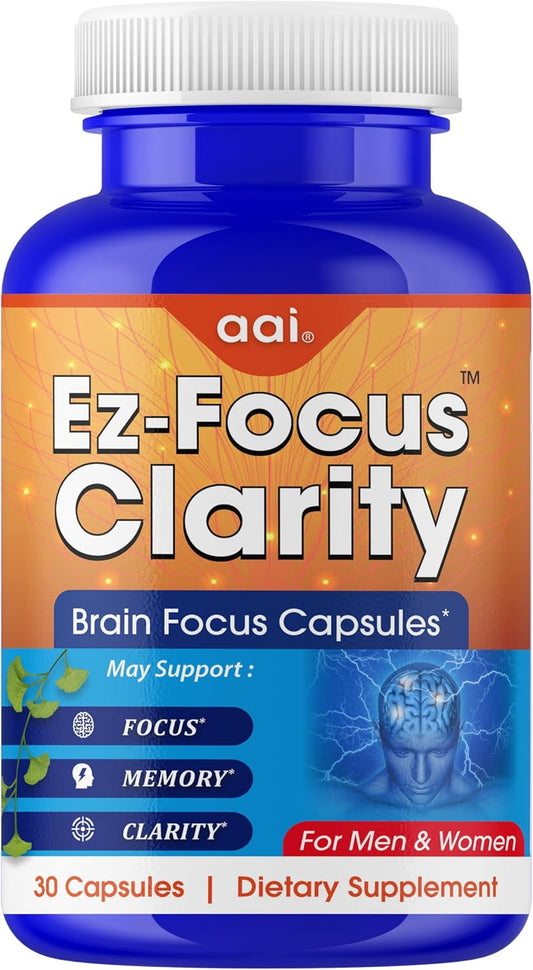 Ginkgo Biloba Memory and Focus Supplements - Nootropic for Brain Health and Alertness - 60 Capsules