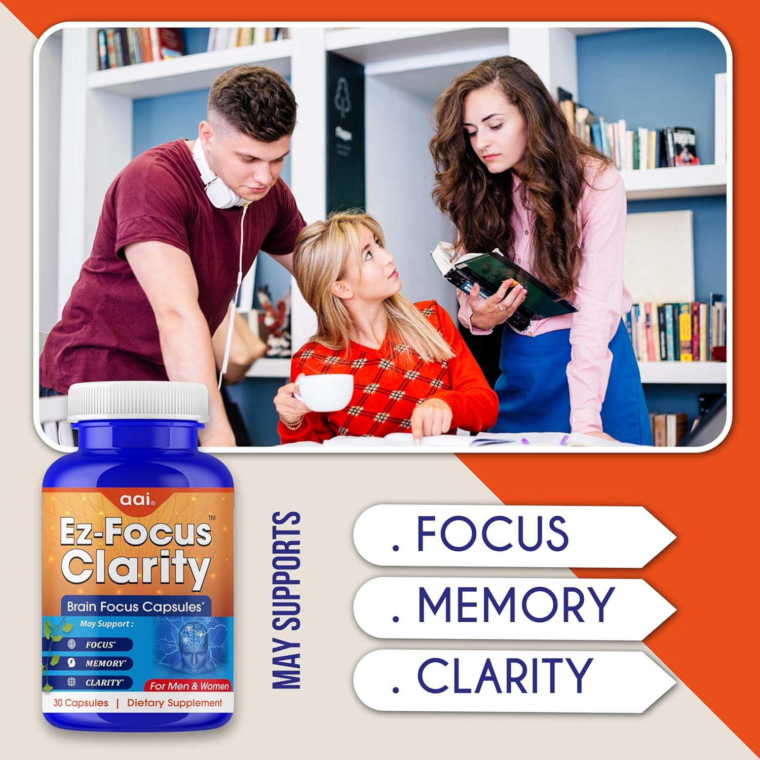 Ginkgo Biloba Memory and Focus Supplements - Nootropic for Brain Health and Alertness - 60 Capsules