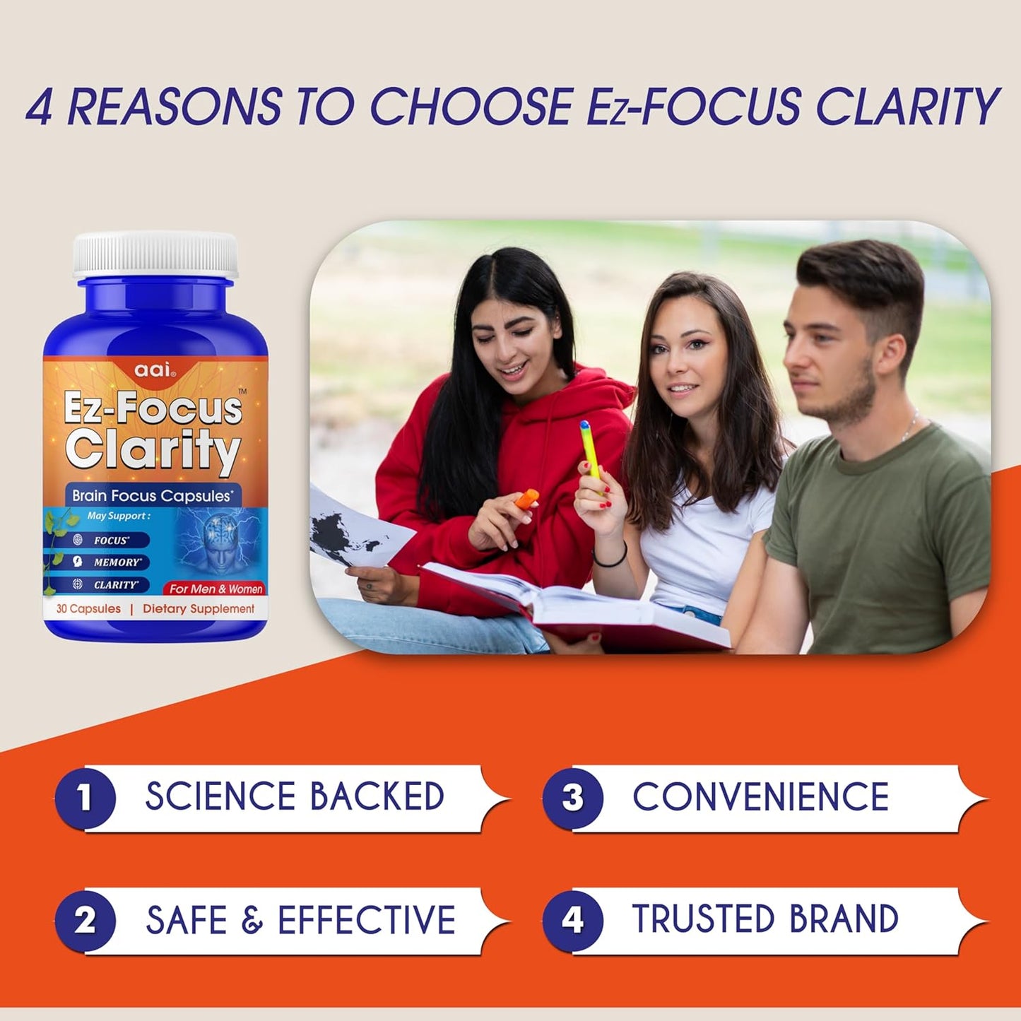 Ginkgo Biloba Memory and Focus Supplements - Nootropic for Brain Health and Alertness - 60 Capsules