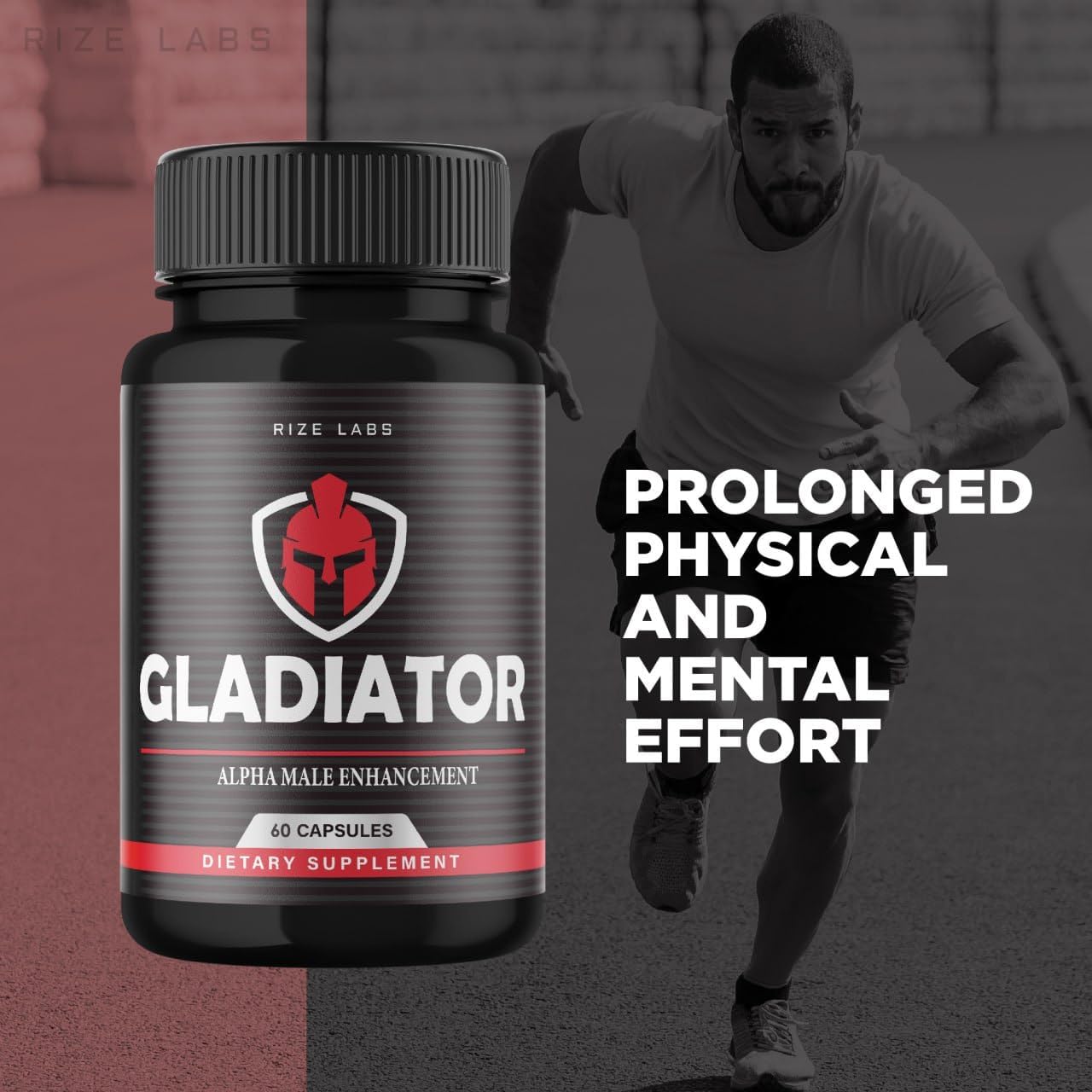 Gladiator Capsules by Rize Labs - Maximum Strength Performance Supplement for Men, Enhances Muscle Growth (120 Capsules)
