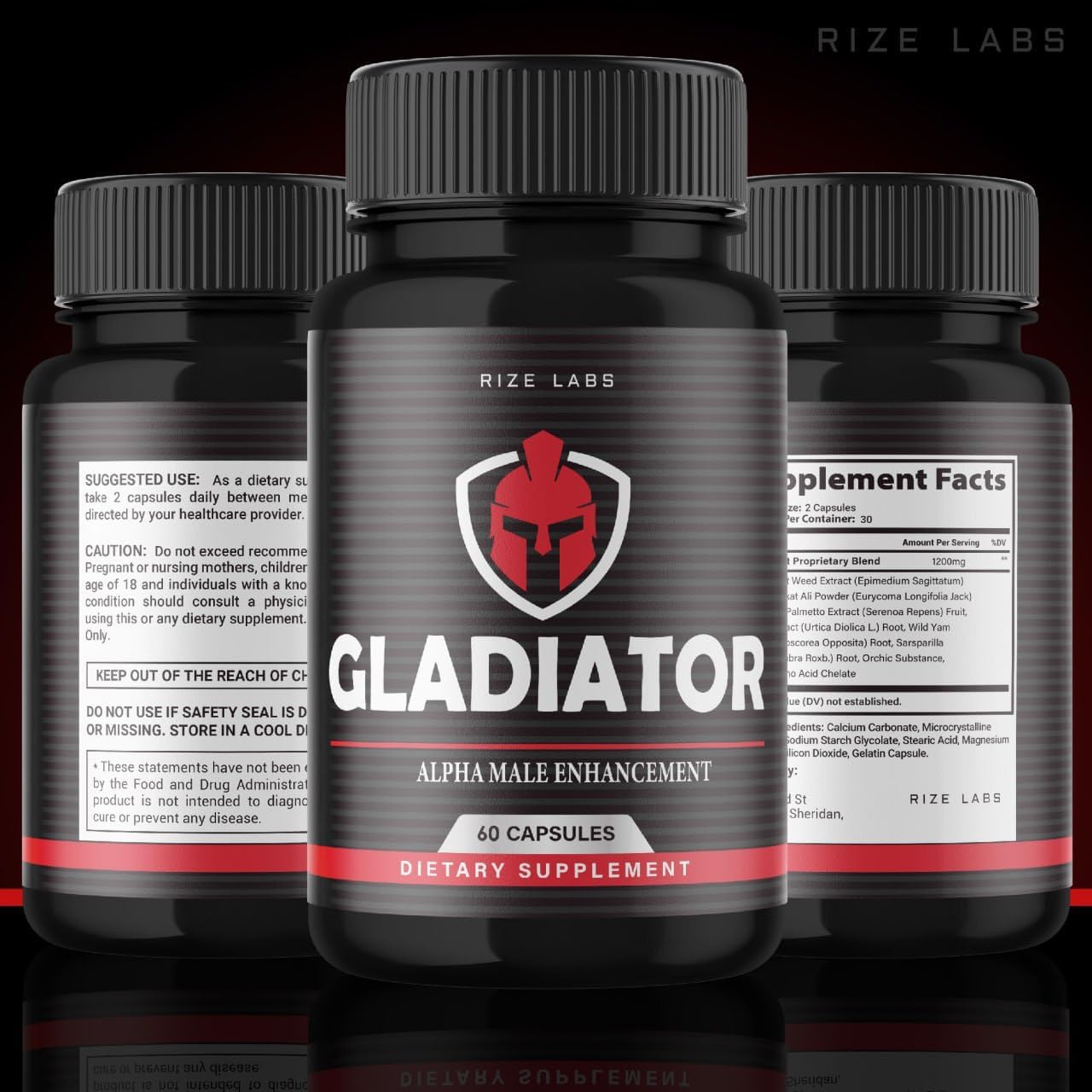 Gladiator Capsules by Rize Labs - Maximum Strength Performance Supplement for Men, Enhances Muscle Growth (120 Capsules)